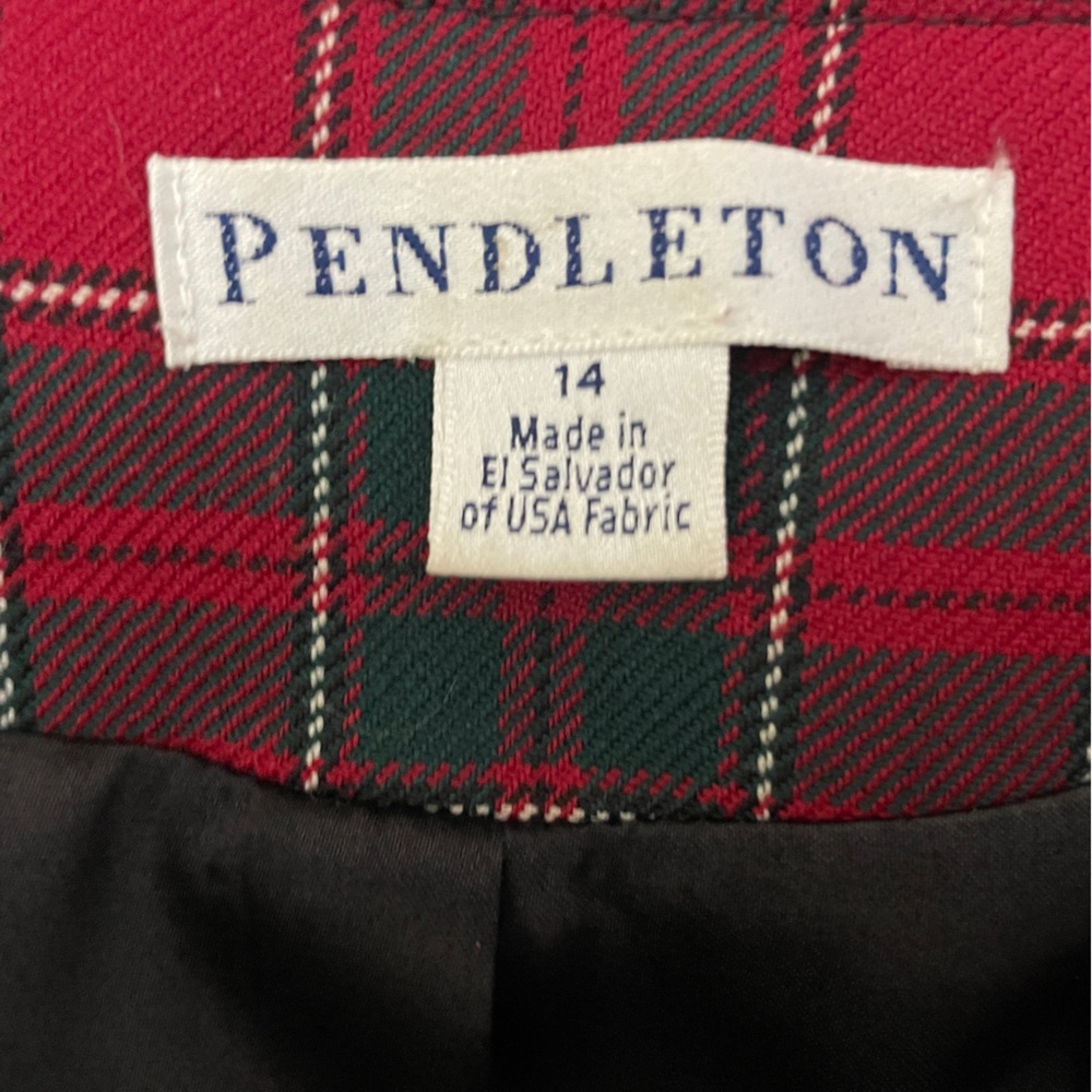 Vintage Pendleton Plaid Tartan Wool Jacket Blazer Women's Size 14 - Picture 8 of 10